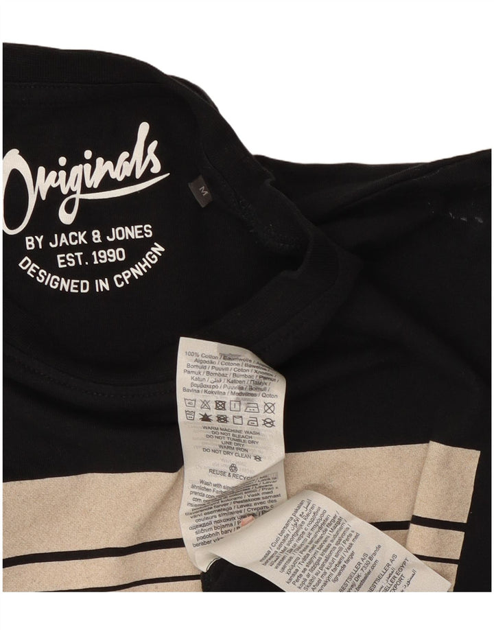 Jack & Jones - Camiseta gráfica para hombre, talla mediana, algodón negro