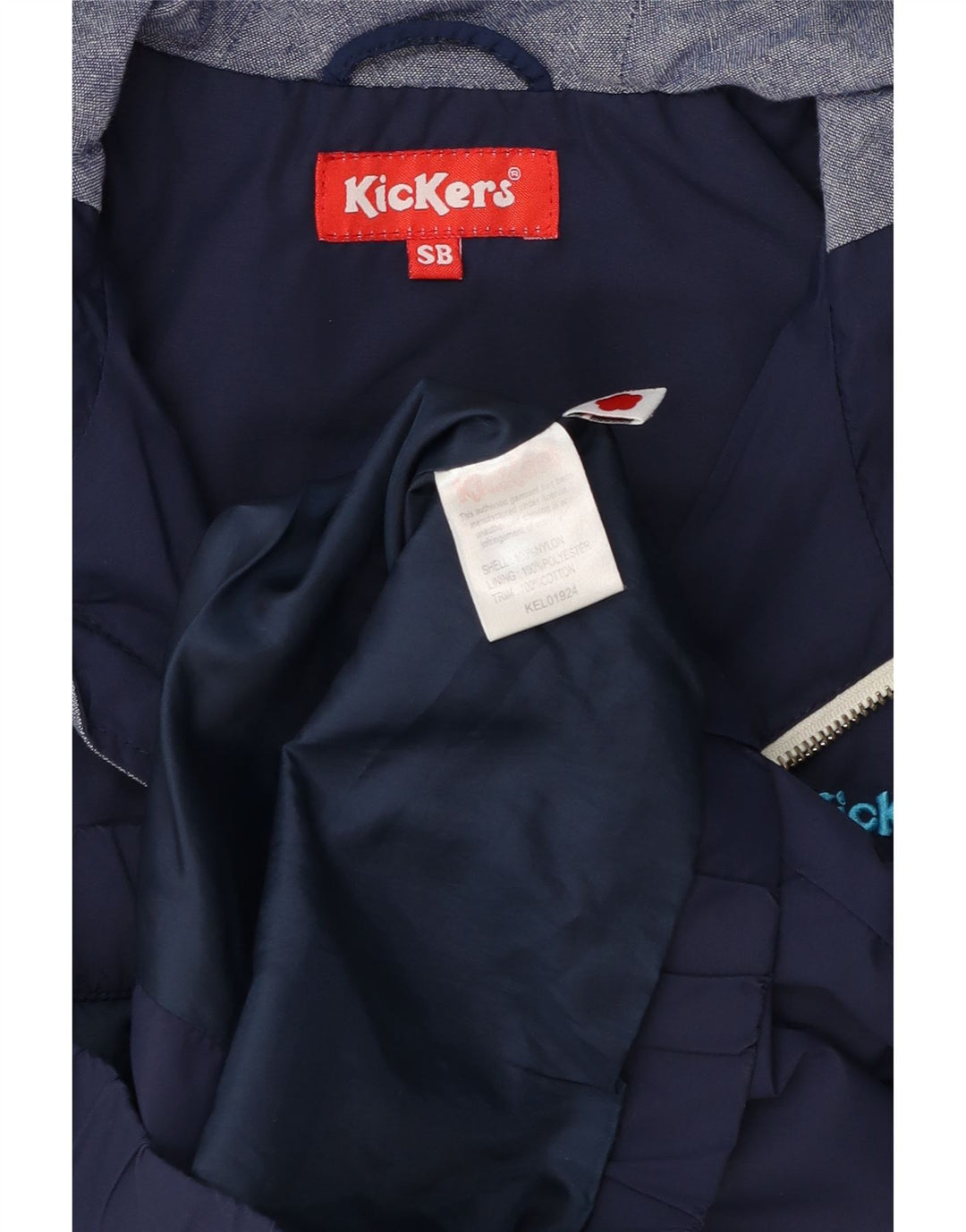Kickers Chaqueta cortavientos con capucha para niños de 7 a 8 años, talla pequeña, nailon azul marino