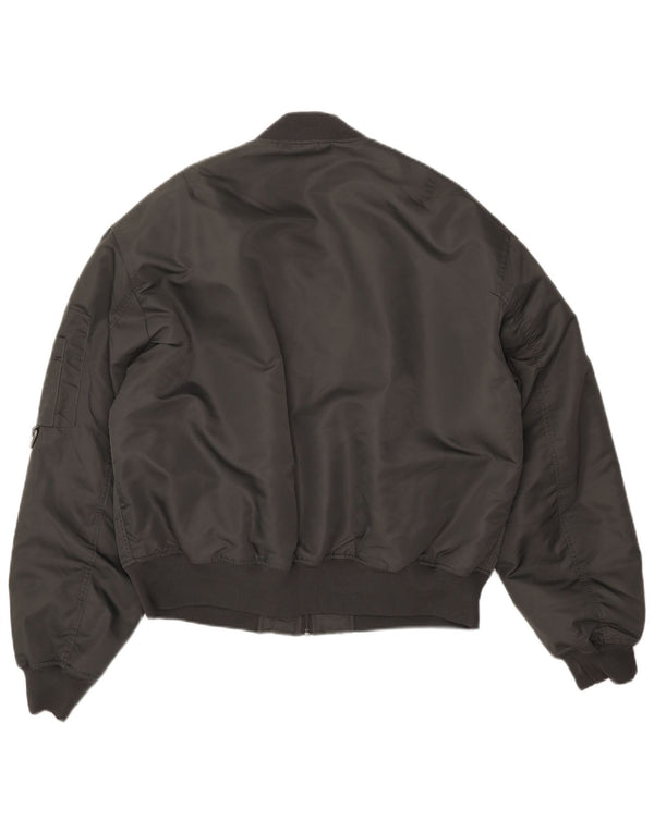 ZARA Chaqueta Bomber Hombre UK 40 Grande Poliéster Gris