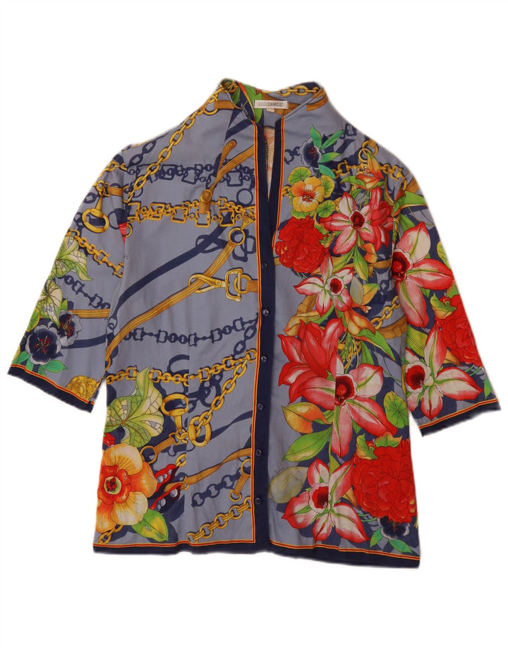 NARACAMICIE Blusa gráfica de manga 3/4 para mujer UK 46 Grande Azul Floral