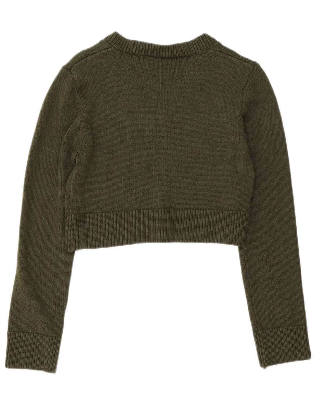 Zara Mujer Crop Jumper Sweater UK 12 Viscosa Verde Medio
