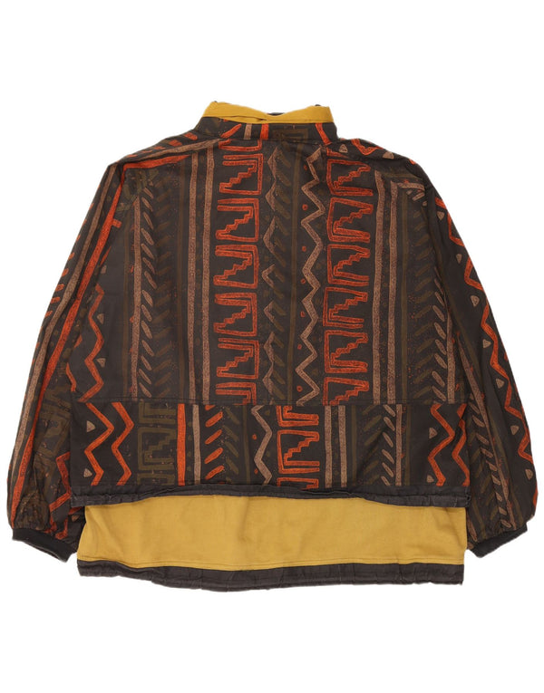 Vintage hombres con capucha Anorak chaqueta Reino Unido 40 grande multicolor geométrico