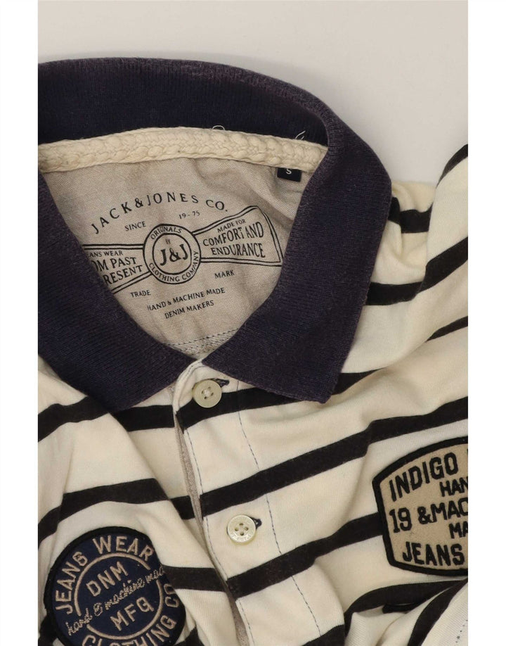Jack & Jones Hombre Polo Gráfico Pequeño Blanco A Rayas