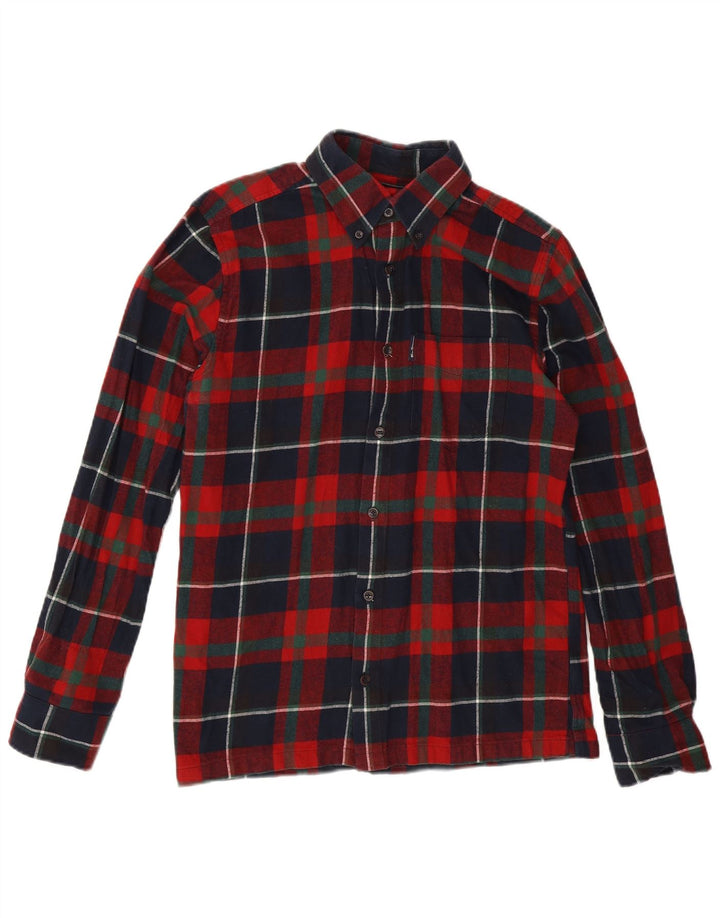 Ben Sherman Camisa de franela para hombre pequeña de algodón a cuadros azul marino