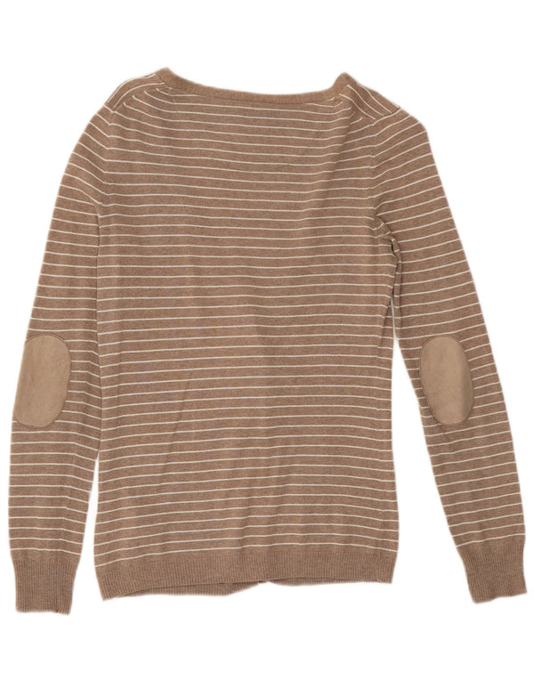 Massimo Dutti Cárdigan Mujer UK 10 Small Algodón Rayas Beige