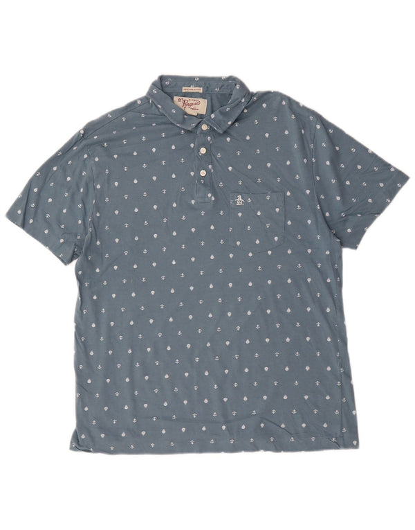Penguin Hombre Heritage Slim Fit Polo XL Algodón Manchado Azul