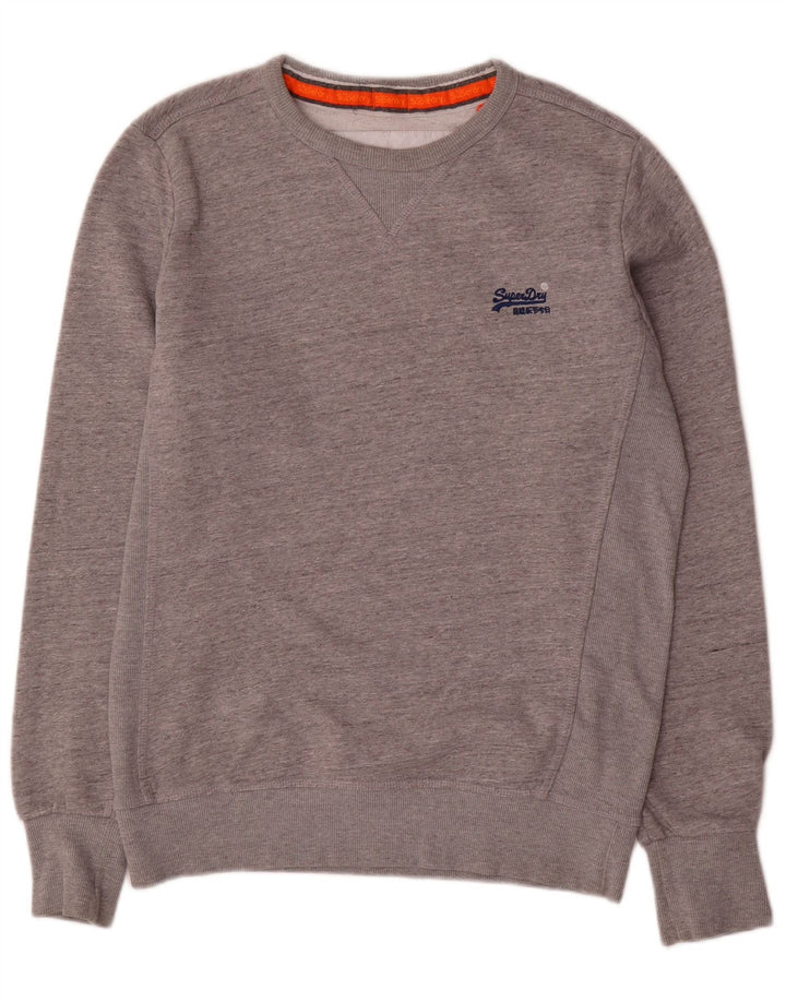 SUPERDRY Hombre Sudadera tipo jersey de algodón moteado gris grande