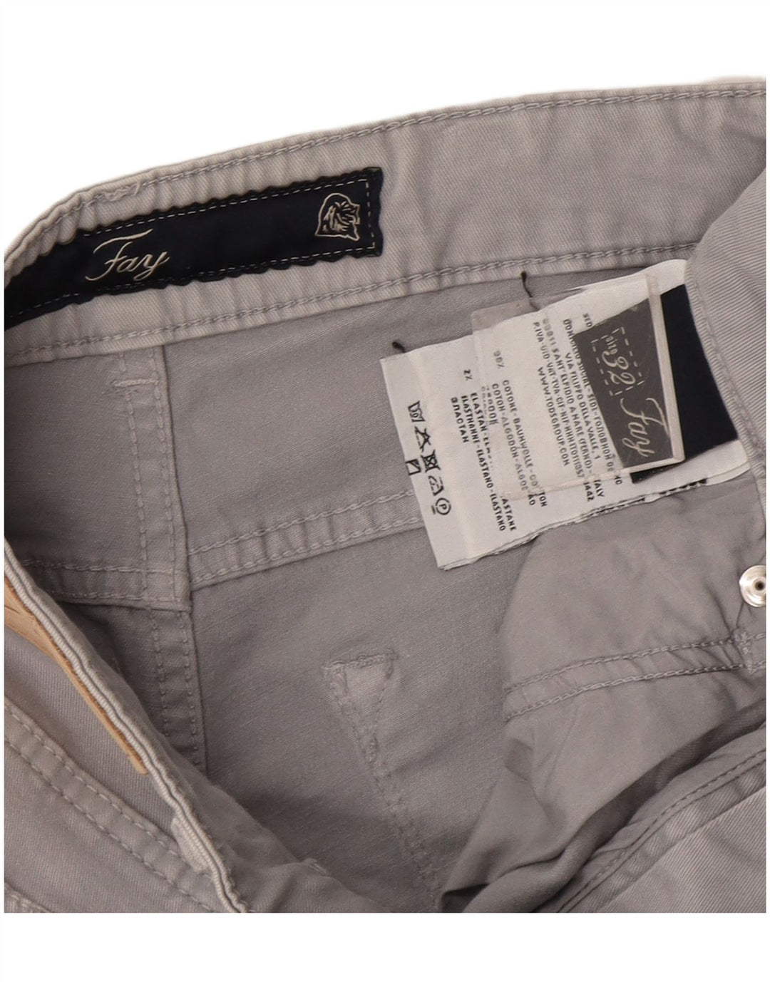 FAY Pantalones informales ajustados para hombre W32 L27 Algodón gris