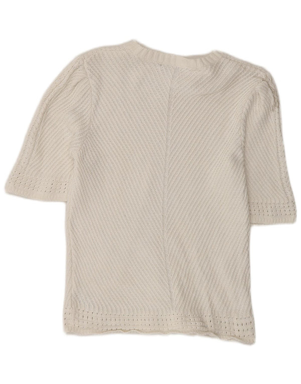 Marks & Spencer Suéter tipo jersey con cuello barco para mujer UK 14 Medium Off White