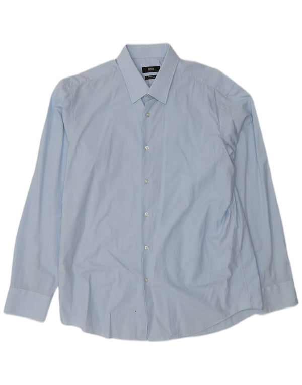Camisa HUGO BOSS de corte regular para hombre Talla 44 17 1/2 XL Algodón azul