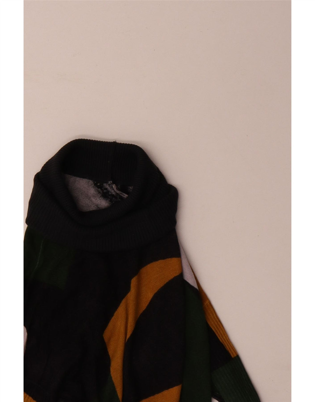 Desigual Mujer Roll Neck Jumper Suéter UK 10 Pequeño Verde Geométrico