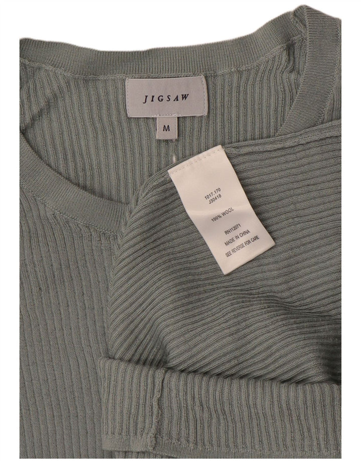 JIGSAW Suéter tipo jersey para mujer con cuello barco UK 12 Lana gris medio