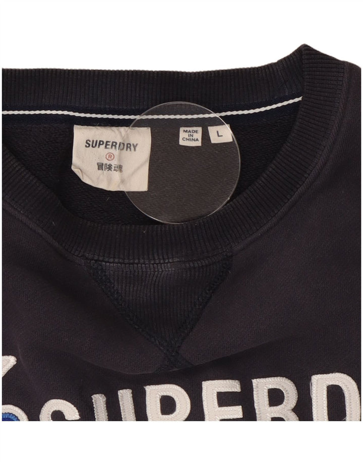 Superdry Sudadera con gráfico gráfico para hombre, jersey de algodón azul marino grande