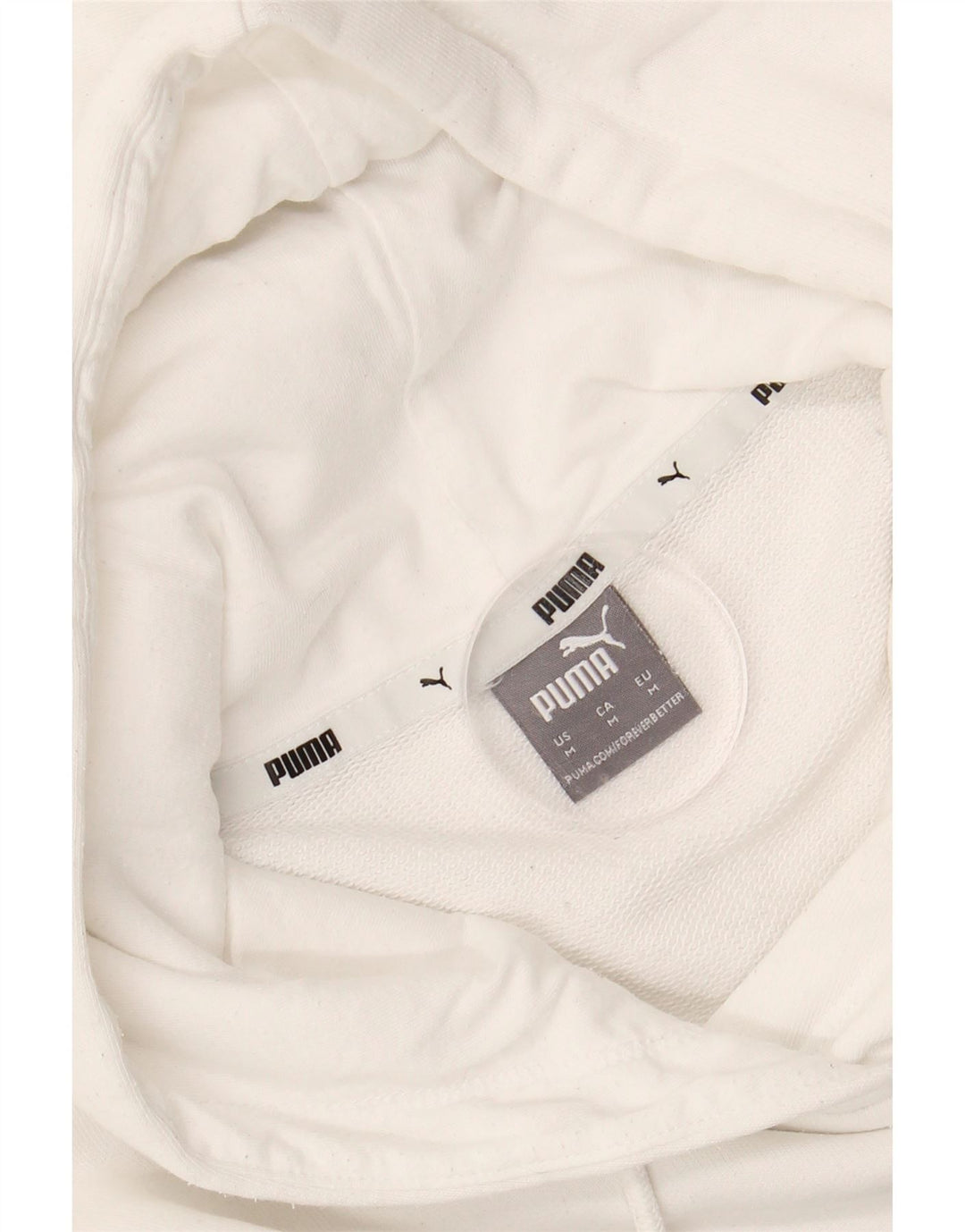 PUMA Mens Graphic Hoodie Jumper Medium White Vintage Puma and Second-Hand Puma from Messina Hembry 