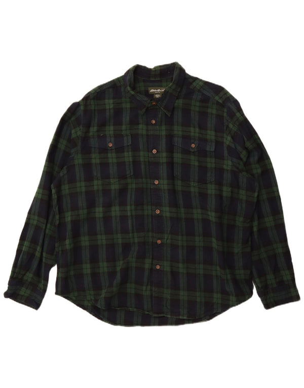 Eddie Bauer Camisa de franela para hombre 2XL Algodón a cuadros verdes