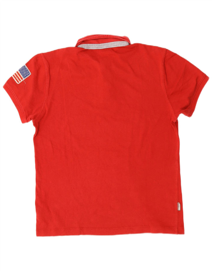 Blauer Polo para hombre de algodón rojo grande