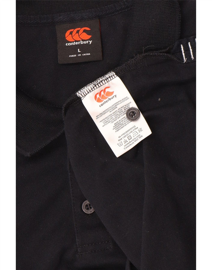Canterbury Polo para hombre grande poliéster negro