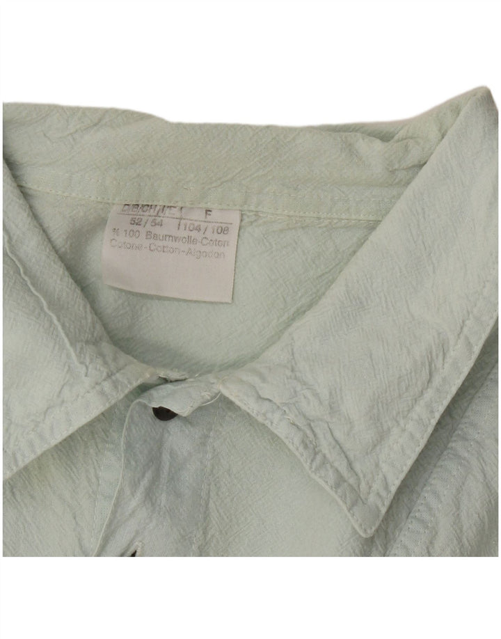 VINTAGE Camisa pullover de manga corta para hombre IT 52/54 Rayas verdes grandes