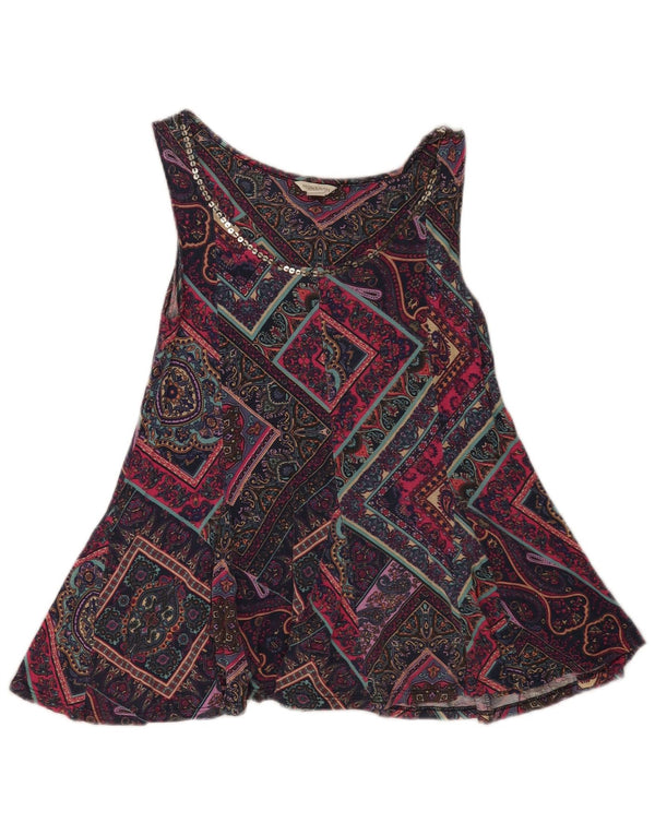 Monsoon Womens Sleeveless Tunic Top UK 8 Small Navy Blue Paisley Viscose