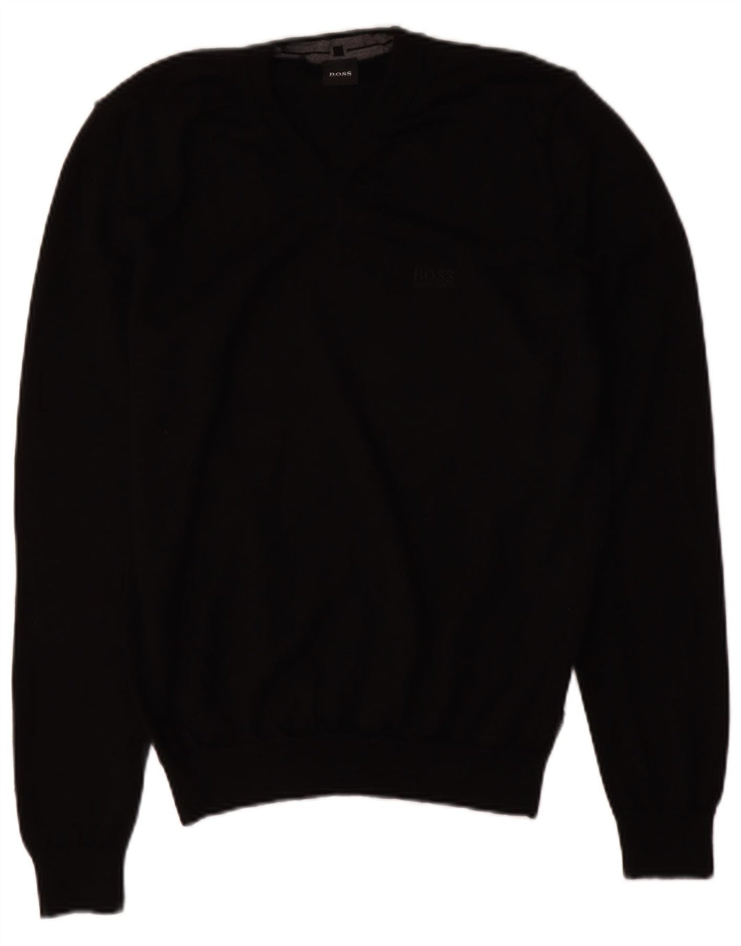 Hugo Boss Jersey con cuello en V para hombre, suéter pequeño de lana negra