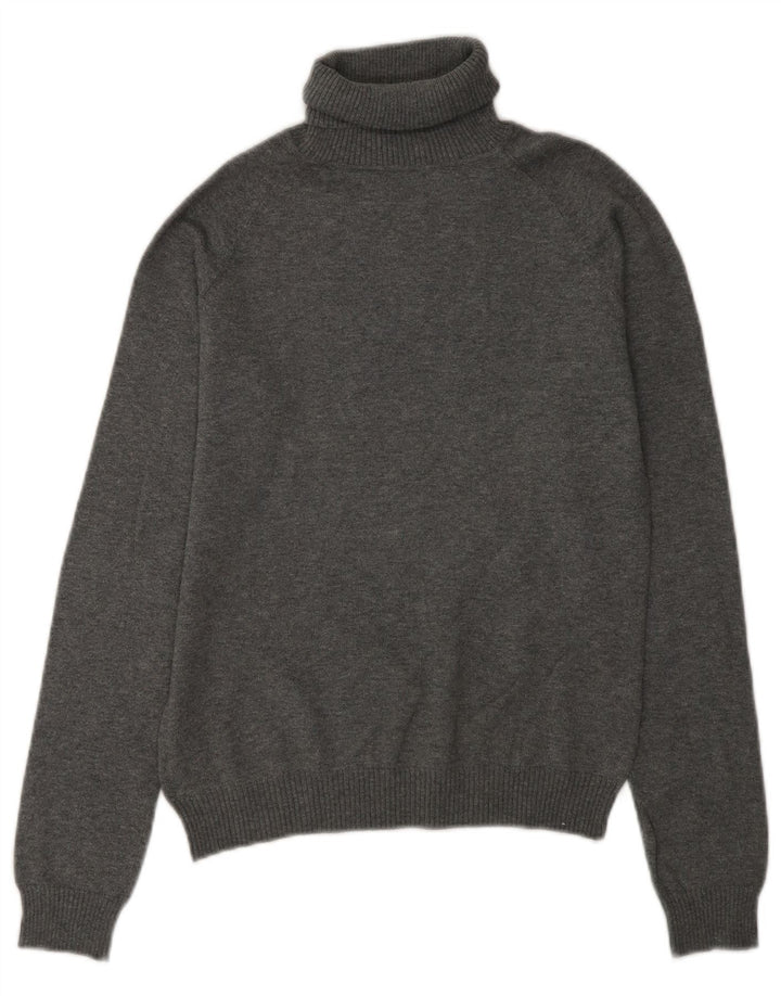Zara - Jersey con cuello vuelto para mujer, talla 44, algodón gris medio