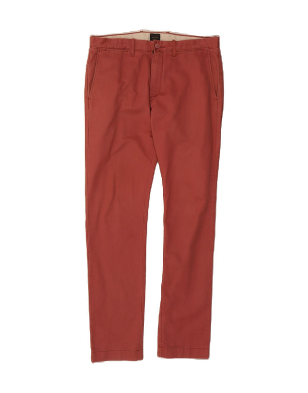 J. CREW Pantalones chinos rotos y delgados para hombre W32 L32 Algodón rojo