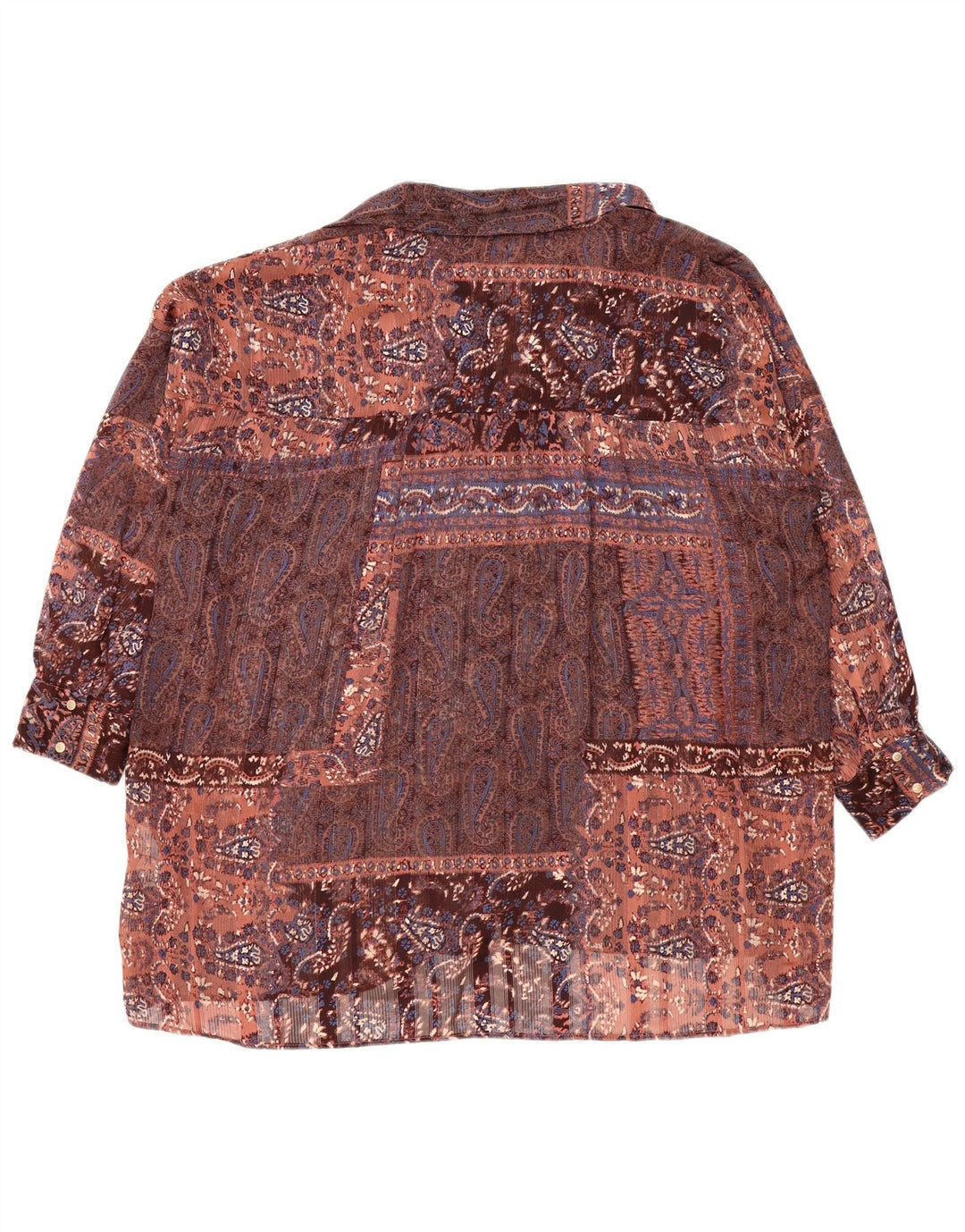 Zara Blusa camisera extragrande para mujer UK 44 Mediana Paisley multicolor