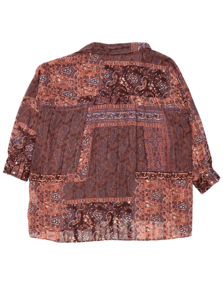 Zara Blusa camisera extragrande para mujer UK 44 Mediana Paisley multicolor
