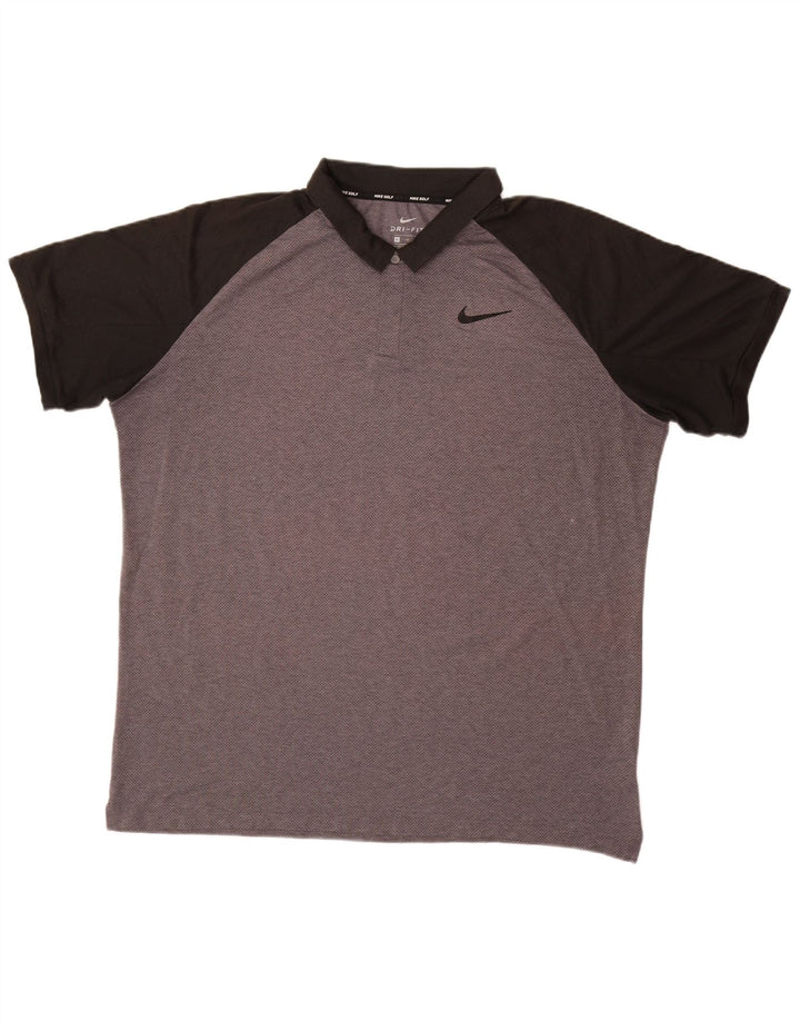 NIKE Polo Dri Fit para hombre XL Gris Colorblock Poliéster
