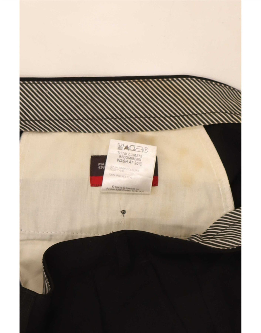 Marks & Spencer Pantalón de traje con pinzas para hombre W40 L33 Poliéster negro