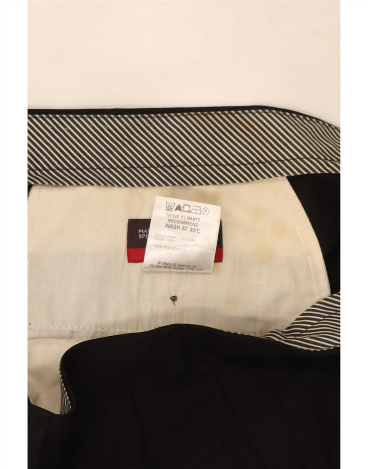 Marks & Spencer Pantalón de traje con pinzas para hombre W40 L33 Poliéster negro
