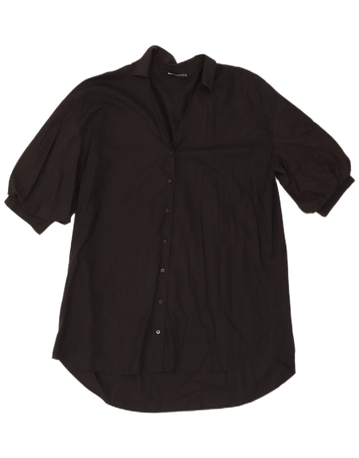 Zara Vestido Camisero Mujer UK 44 Mediano Negro