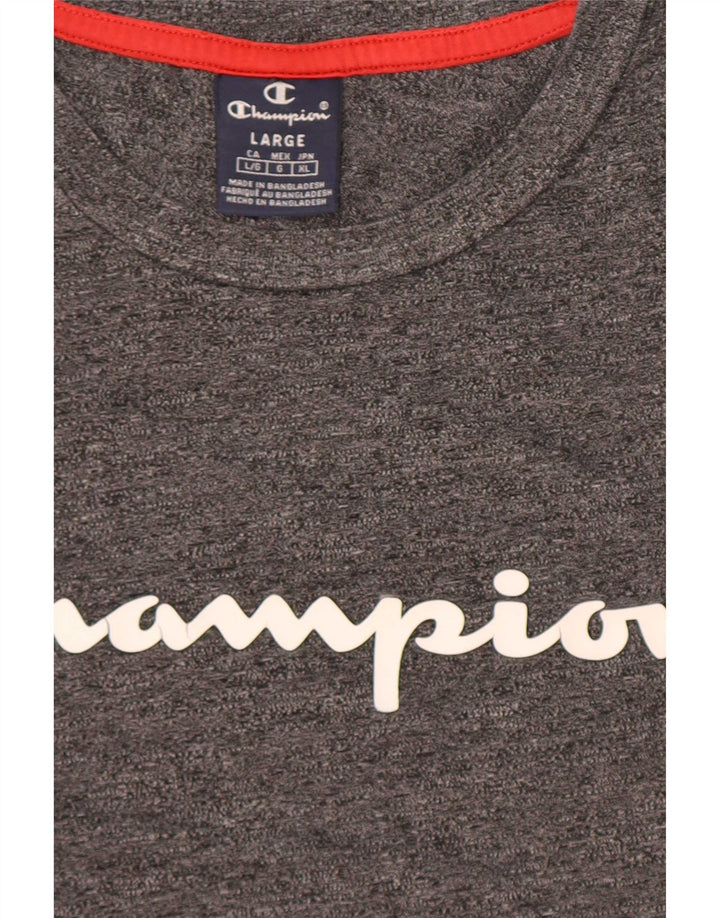 Champion Camiseta gráfica para hombre Top grande gris moteado