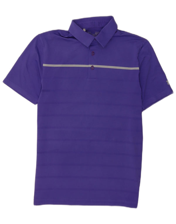 Under Armour Polo para hombre de poliéster a rayas moradas pequeñas