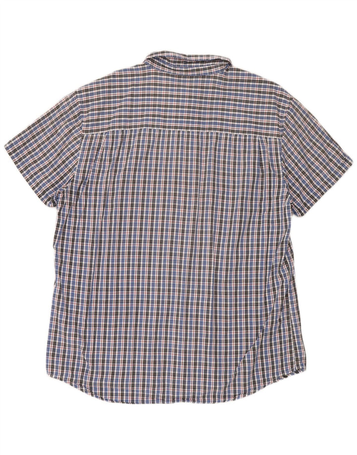 Wrangler Camisa de manga corta para hombre, corte regular, 2XL, algodón a cuadros azules