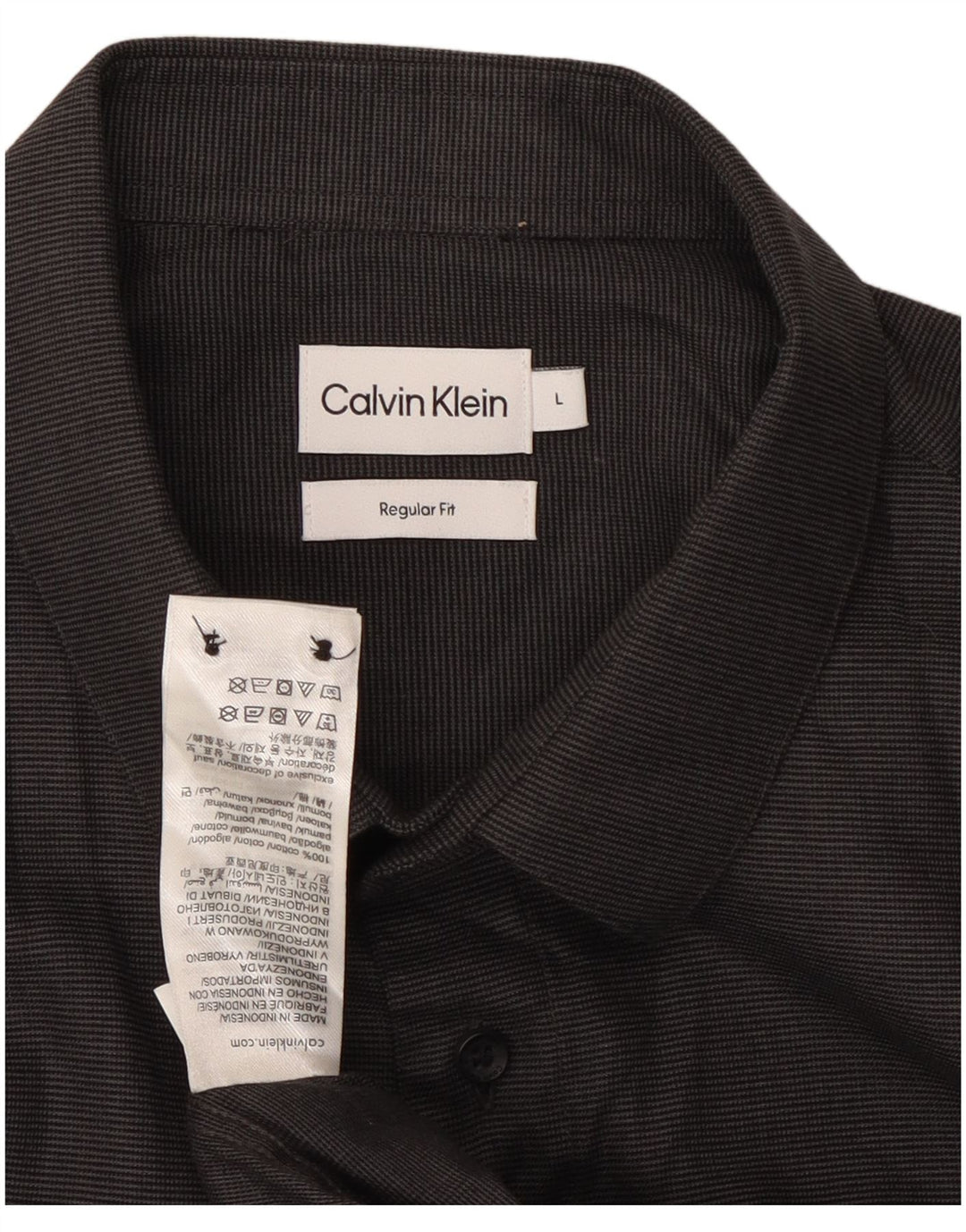 Calvin Klein Camisa de corte regular para hombre de algodón a rayas negras grande
