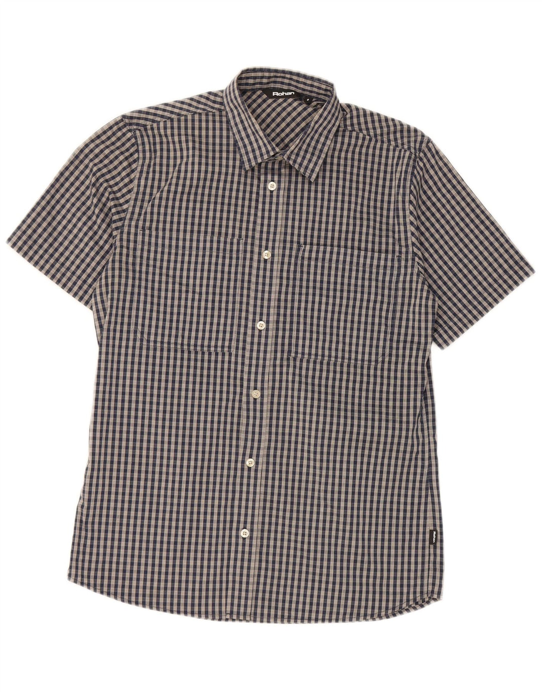 Rohan Camisa De Manga Corta Para Hombre Pequeña Poliéster A Cuadros Azul Marino