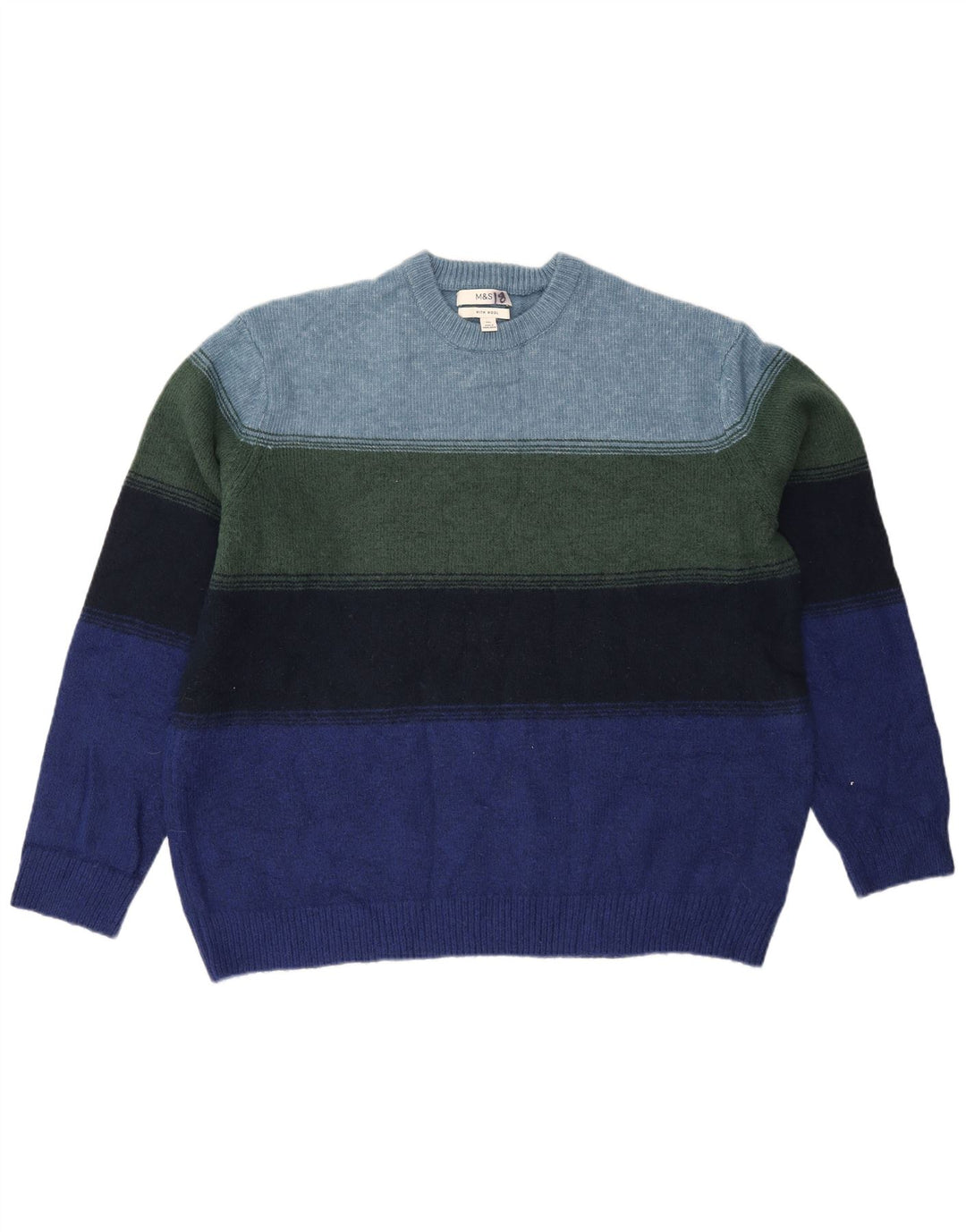 Marks & Spencer - Jersey de cuello redondo para hombre, talla 2XL, multicolor a rayas