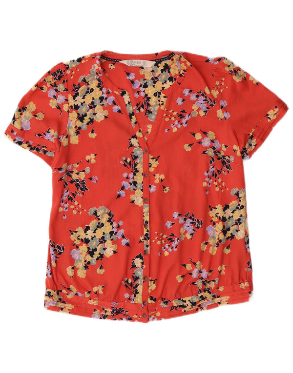 FAT FACE Blusa camisera de manga corta para mujer UK 10 Small Red Floral