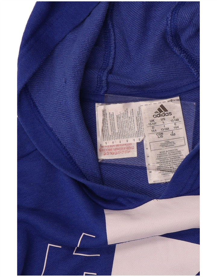 ADIDAS Sudadera con capucha gráfica para niños 13-14 años Algodón azul