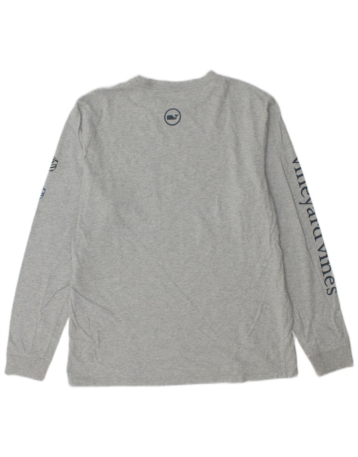 VINEYARD VINES Top gráfico para hombre manga larga pequeño algodón gris