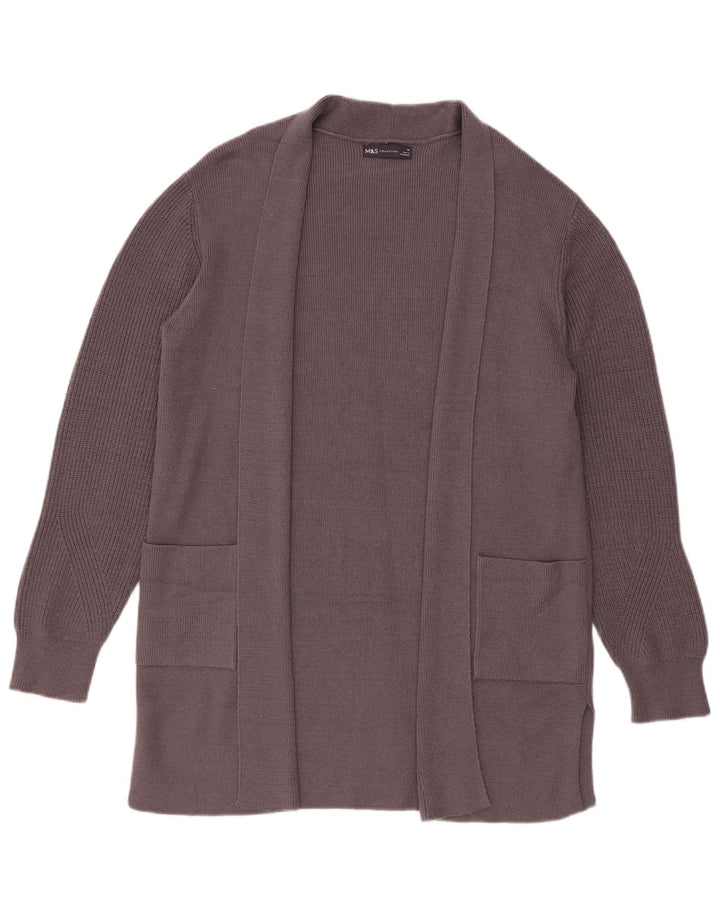 Marks & Spencer Womens Longline Open Cardigan Sweater UK 14 Large Grey