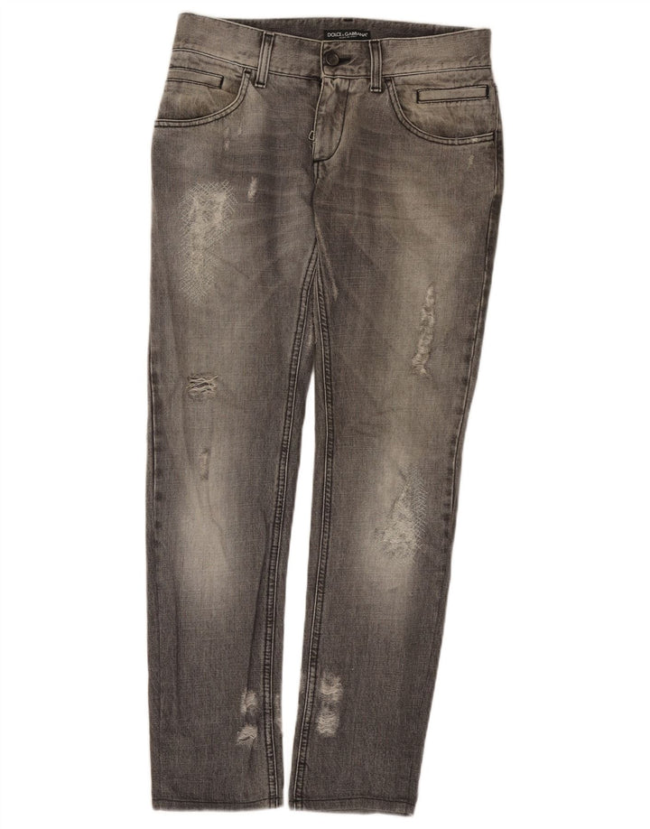 Dolce & Gabbana Vaqueros ajustados desgastados para mujer IT 44 Medio W30 L31 Gris