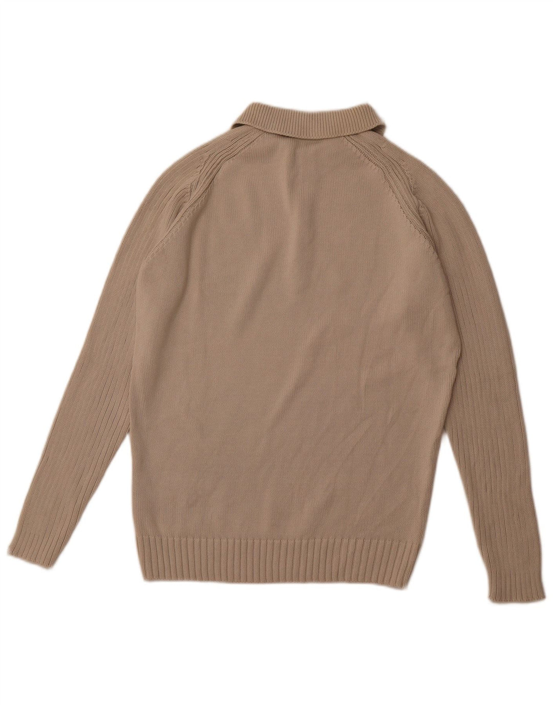 ZARA Hombre Jersey Cuello Polo Jersey XL Algodón Beige