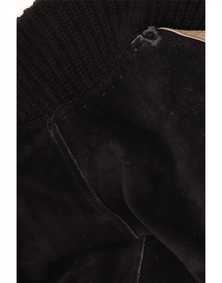 Vintage mujer bombardero ante chaqueta Reino Unido 16 grande negro colorblock