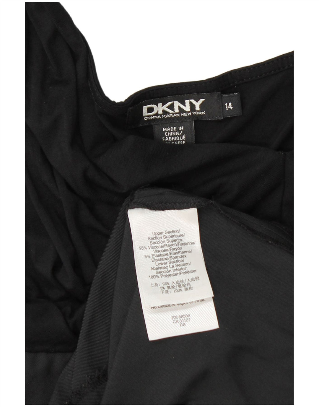 Dkny Vestido recto para mujer US 14 XL Viscosa negra con bloques de color