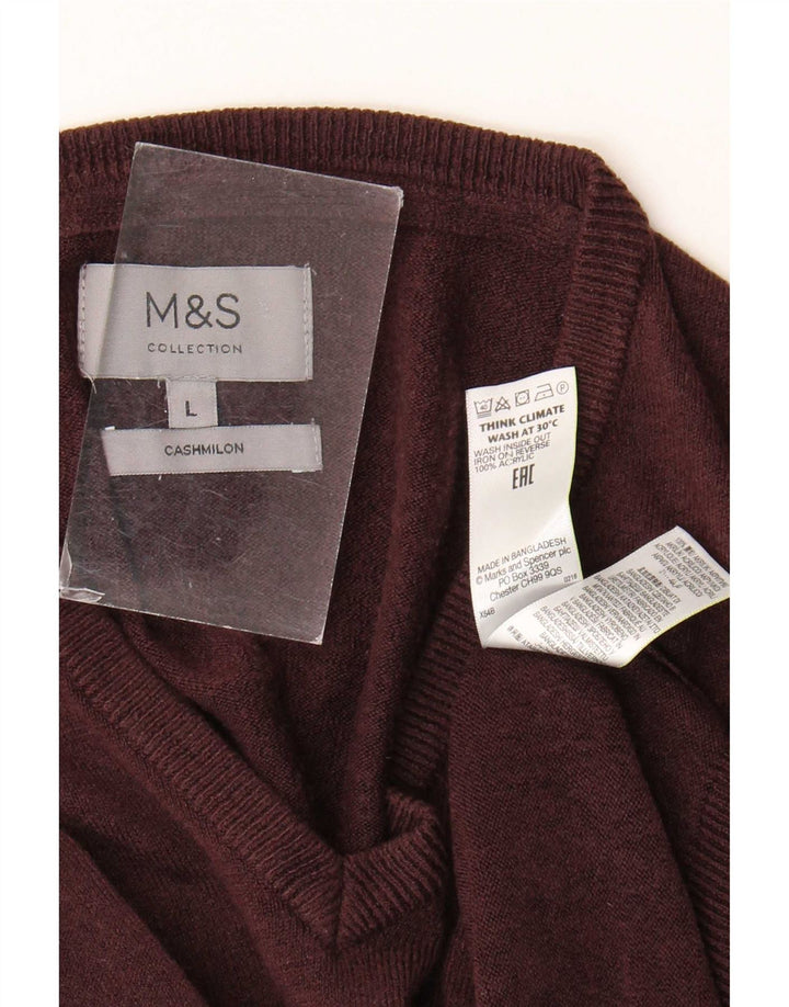Marks & Spencer Suéter con Cuello en V para Hombre Acrílico Marrón Grande
