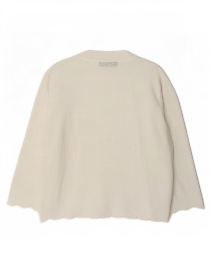 Marks & Spencer Suéter tipo cárdigan abierto para mujer UK 40 Viscosa blanca mediana