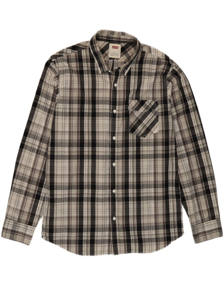 Camisa Levi's para hombre de algodón a cuadros grises grandes