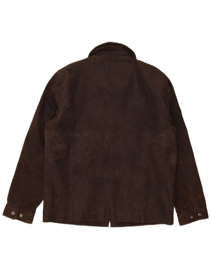 Tom Tailor Chaqueta de cuero para hombre UK 40 Large Marrón